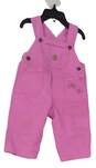 Carhartt Baby Girls Pink Wide Strap Front Pockets One Piece Overall Size 12 M image number 1