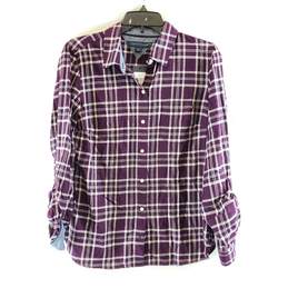 Tommy Hilfiger Women Purple Plaid Button Up Shirt S NWT