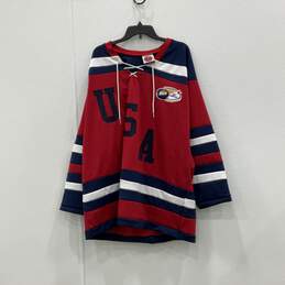 K1 Sportswear Mens Multicolor USA Ice Hockey Long Sleeve Pullover Jersey Size XL