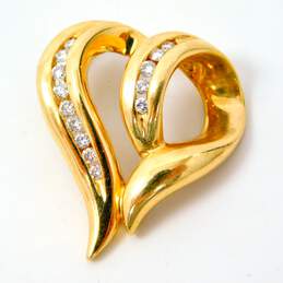 14K Yellow Gold 0.25 CTTW Diamond Ribbon Heart Pendant 4.5g alternative image