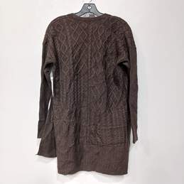 Chico's Women's Brown Cable Knit Open Front Cardigan Sweater Size 1 NWT alternative image