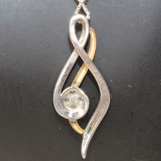 Sterling Silver 10K Yellow Gold Accent Diamond Accent Pendant Necklace - 3.13g image number 3