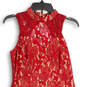 Womens Red Lace Sleeveless Back Cutout Knee Length A-Line Dress Size Medium image number 2