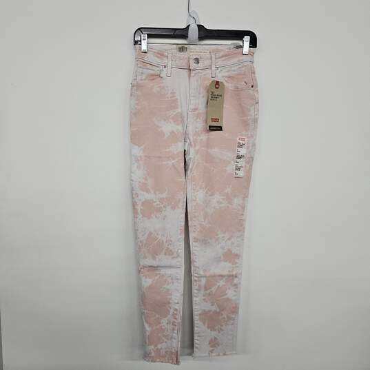 Pink White Tie Dye Skinny Jeans image number 1