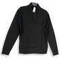 NWT Mens Black Merino Wool Long Sleeve 1/4 Zip Pullover Sweater Size M image number 1