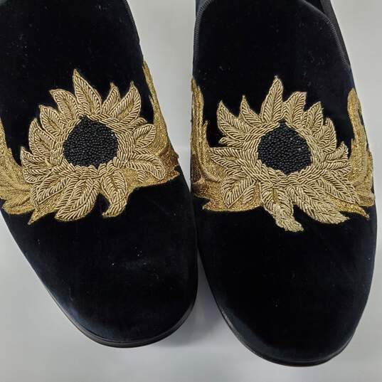 Alexander McQueen Men's Black Velvet Embroidered Slip On Shoes Size 10.5 w/COA image number 3