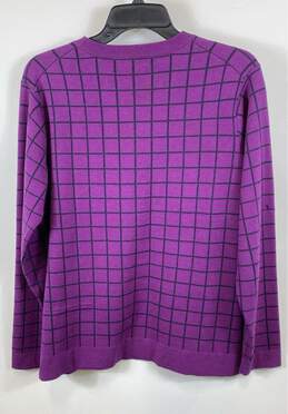 Peter Millar Womens Purple Check Long Sleeve Crew Neck Pullover Sweater Size L alternative image