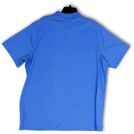 Mens Blue Dri-Fit Spread Collar Short Sleeve Stretch Polo Shirt Size XXL image number 2