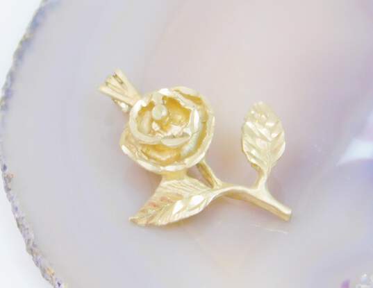 14K Yellow Gold Rose Flower Pendant Charm for Repair 2.5g image number 3