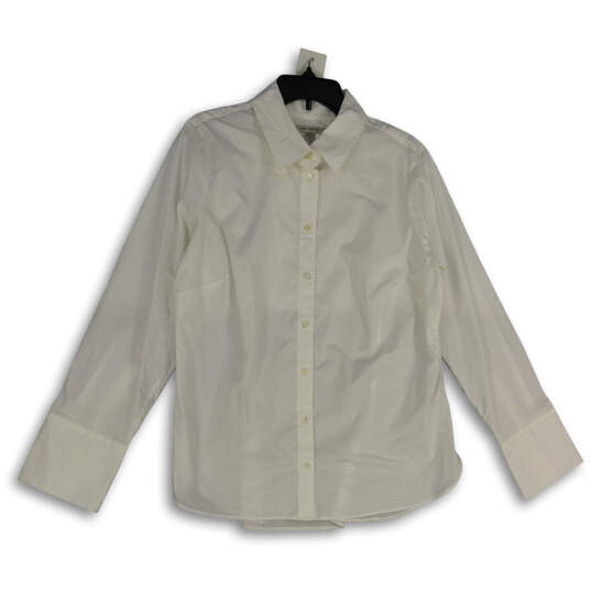 Mens White Spread Collar Long SLeeve Button-Up Shirt Size 18 image number 1