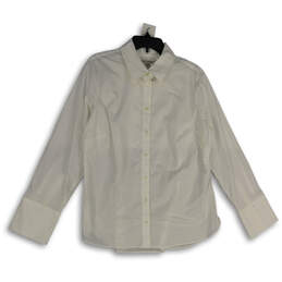 Mens White Spread Collar Long SLeeve Button-Up Shirt Size 18