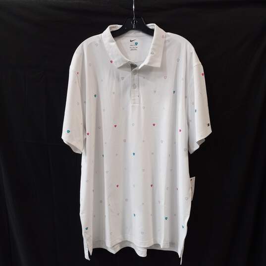 Nike Men's White Player Printed Golf Polo Shirt Size XXL NWT image number 1