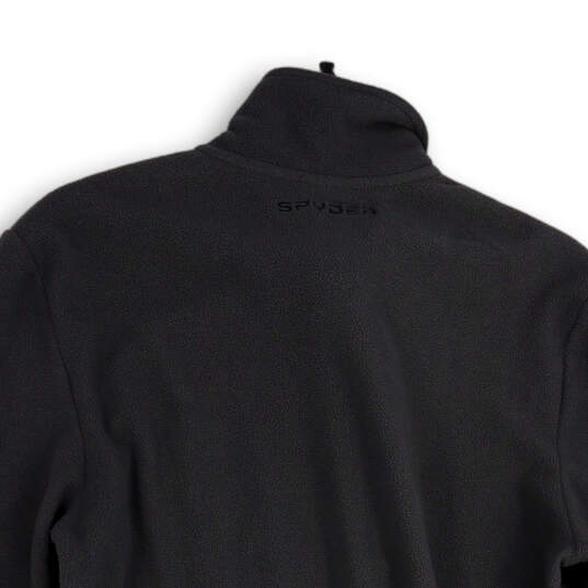 Womens Gray Mock Neck Long Sleeve Quarter Zip Fleece Pullover Jacket Size M image number 4