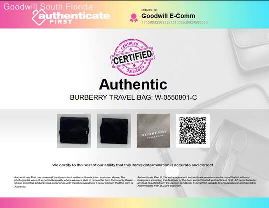 Authentic Burberry Womens Black Lightweight Fragrances Mini Travel Bag image number 2