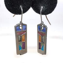 Carly Wright Signed Sterling Silver Modernist Earrings - 4.4g alternative image