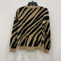 Womens Black Brown Animal Printed Long Sleeve Pullover Sweater Size XS image number 2