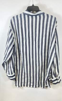 Karl Lagerfeld Women Black Striped Button Up Shirt L alternative image