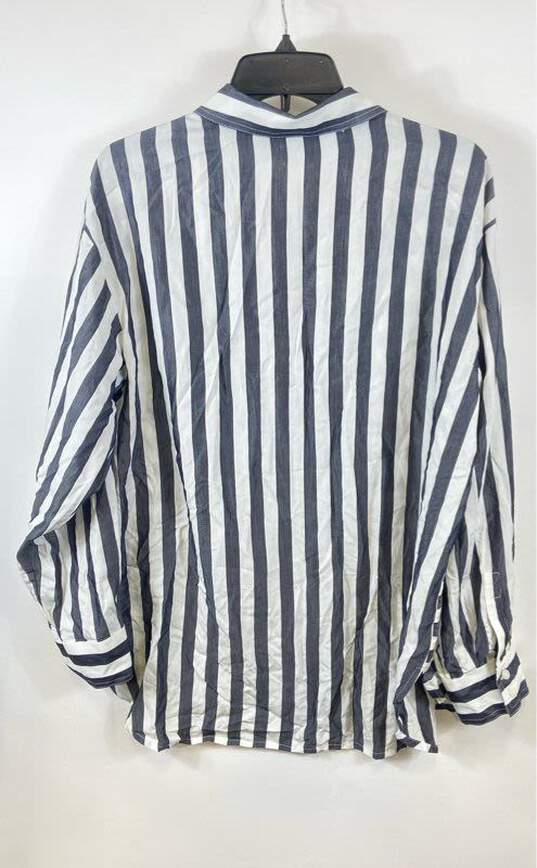 Karl Lagerfeld Women Black Striped Button Up Shirt L image number 2