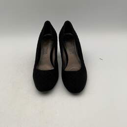 Aquatalia Womens Black Leather Almond Toe Slip On Block Pump Heels Size 7.5