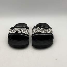 NIB Emporio Armani Mens Black White Open Toe Slip On Slide Sandals Size 12/COA