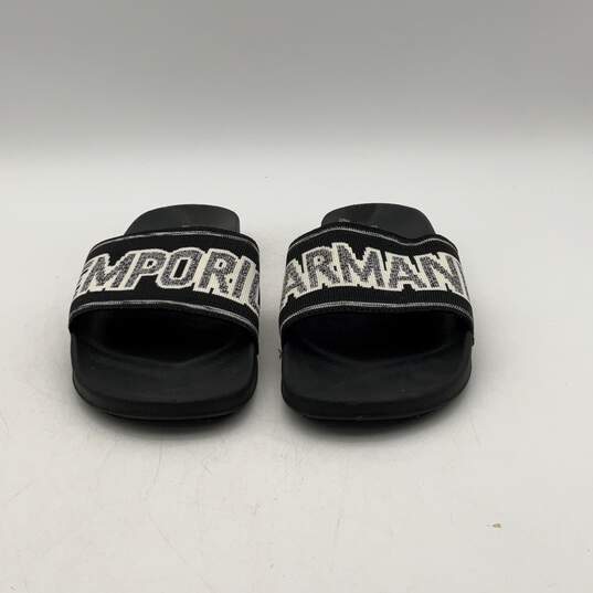 NIB Emporio Armani Mens Black White Open Toe Slip On Slide Sandals Size 12/COA image number 1