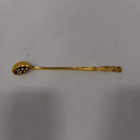 Set of 6 Long Goldtone Tea Spoons image number 3