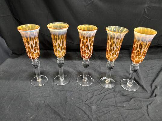 Vintage Hand Blown Opalescent Glass Vases image number 1