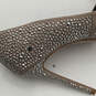 NIB Womens Silver Nude Crystal Pointed Toe Stiletto Pump Heels Size 37 image number 6