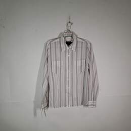 Mens Striped Regular Fit Long Sleeve Collared Button-Up Shirt Size 12