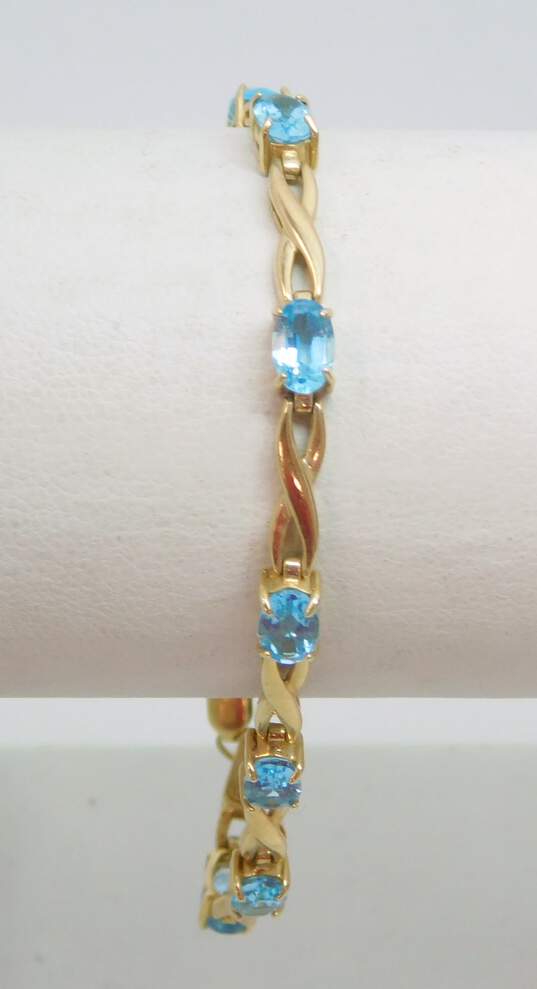 10K Yellow Gold Faceted Topaz Infinity Links Tennis Bracelet 6.0g image number 3