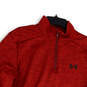 Womens Red Heather Mock Neck Long Sleeve 1/4 Zip Activewear Jacket Size L image number 4