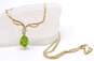 14K Yellow Gold Peridot & Diamond Accent Pendant Necklace 3.9g image number 2