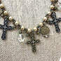 Designer Brighton Gold-Tone Chain Pearl Adjustable Cross Charm Necklace image number 2