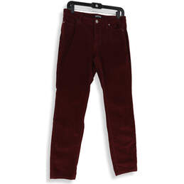 Womens Red Corduroy Flat Front Pockets Straight Leg Chino Pants Size 10/30