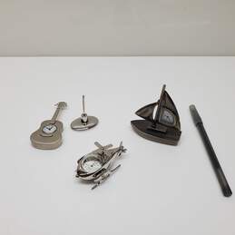x3 Mixed Lot Metal/Stainless Steel Miniature Figurines Clocks Untested P/R