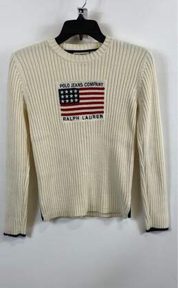Ralph Lauren Womens Beige Long Sleeve Crew Neck Pullover Sweater Size Medium