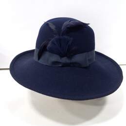 Lady Stetson Blue Wool Hat With Feather IOB alternative image