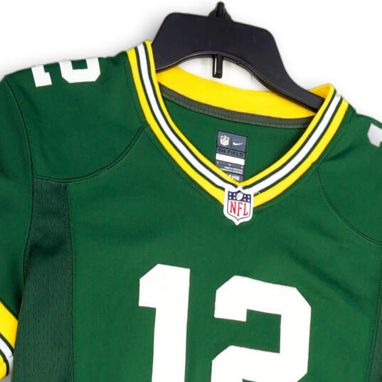 Womens Green On Field GB Packers #12 Aaron Rodgers Football Jersey Size L image number 3