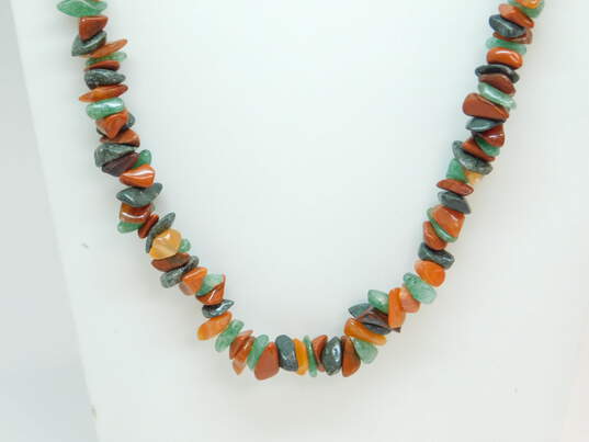 1/20 12K Gold Fill Clasp Red Jasper Aventurine & Agate Chips Beaded Necklace 73.1g image number 2