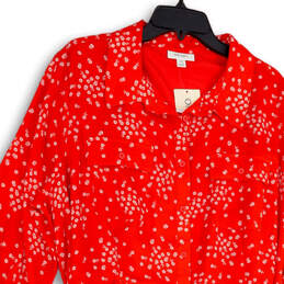 Womens Red Floral Long Sleeve Pockets Waist Belted Shirt Dress Size 2X alternative image