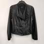 Womens Black Long Sleeve Asymmetrical Zipper Motorcycle Jacket Size Large image number 1