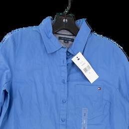 NWT Mens Blue Long Sleeve Collared Pocket Dress Shirt Size Small