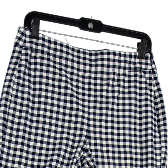 Womens Blue White Check Elastic Waist Pull-On Straight Leg Ankle Pants Sz 8 image number 3