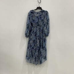 NWT Womens Blue Balloon Sleeve V-Neck Tiered Printed Maxi Dress Size Small alternative image