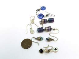Artisan 925 Aqua, Fluorite, M Of Pearl & Glass Dangle Earrings 16.9g alternative image