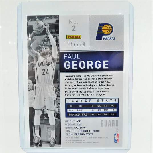 2014-15  Paul George Panini Totally Certified Platinum Red /279 Pacers Clippers image number 3