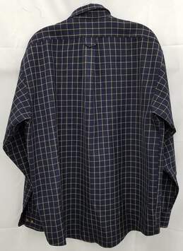 Men's Vintage Dark Blue and Tan Patterned Flannel Shirt Large alternative image