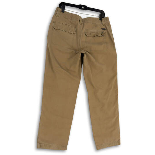 Mens Beige Flat Front Slash Pocket Straight Leg Chino Pants Size 34x30 image number 2