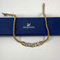 Designer Swarovski Gold-Tone Crystal Clear Cut Barrel Chain Necklace image number 3