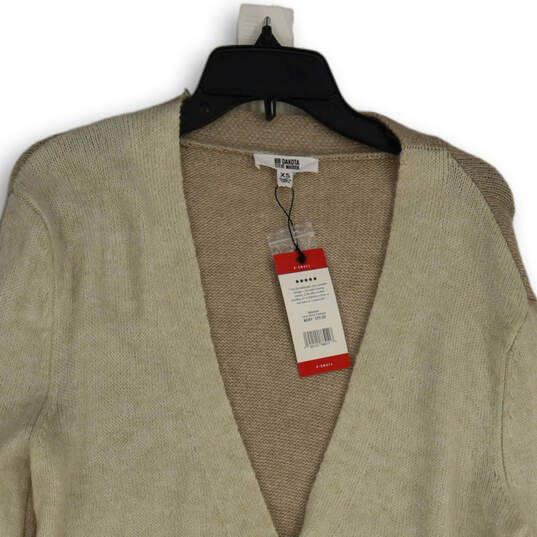 NWT Womens Tan Long Sleeve Hi-Low Hem Button Front Cardigan Sweater Size XS image number 3